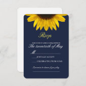 Elegante Sonnenblume Hochzeitkarte Rsvp (Vorne/Hinten)