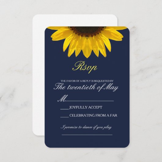 Elegante Sonnenblume Hochzeitkarte Rsvp (Vorne/Hinten)