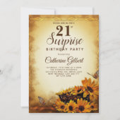 Elegante Sonnenblume mit Schmetterling am 21. Gebu Einladung (Vorderseite)