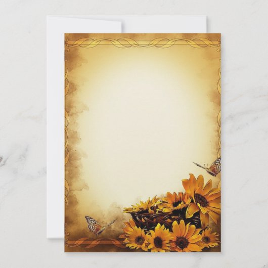 Elegante Sonnenblume mit Schmetterling am 21. Gebu Einladung (Rückseite)