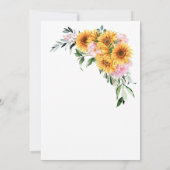 Elegante Sonnenblume Rosa Hochzeit Einladung (Rückseite)