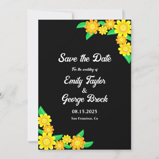 Elegante Sonnenblume Rustikale Hochzeit von Boho B Save The Date (Vorderseite)