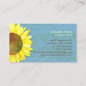 Elegante Sonnenblume Rustikales Blau Visitenkarte (Rückseite)