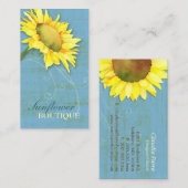Elegante Sonnenblume Rustikales Blau Visitenkarte (Vorne/Hinten)