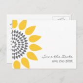 Elegante Sonnenblume Save the Date Ankündigungspostkarte (Vorne/Hinten)