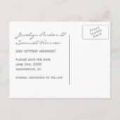 Elegante Sonnenblume Save the Date Ankündigungspostkarte (Rückseite)