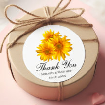 Elegante Sonnenblume Vielen Dank Yellow Floral Wed