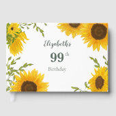 Elegante Sonnenblumen 99. Geburtstags-Gästebuch Gästebuch (Vorderseite)