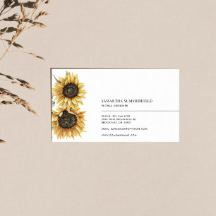 Elegante Sonnenblumen-Aquarellfloristik Visitenkarte