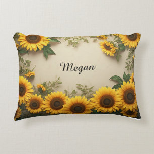 Elegante Sonnenblumen-Arrangement-Illustration Dekokissen