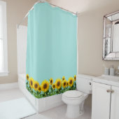 Elegante Sonnenblumen auf Light Blue Duschvorhang (Beispiel)