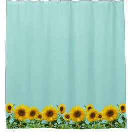 Elegante Sonnenblumen auf Light Blue Duschvorhang