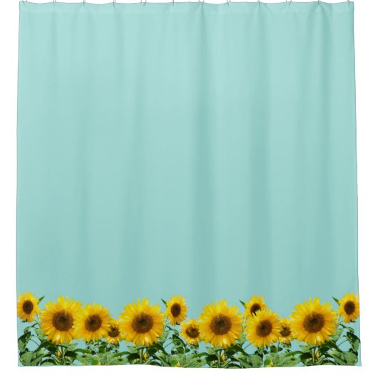 Elegante Sonnenblumen auf Light Blue Duschvorhang (Vorderseite)
