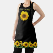 Elegante Sonnenblumen auf schwarz Schürze (InSitu)