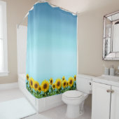 Elegante Sonnenblumen auf Sky Blue Shades Duschvorhang (Beispiel)