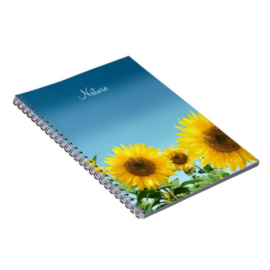 Elegante Sonnenblumen auf Sky Blue Shades Notizblock (Rechte Seite)