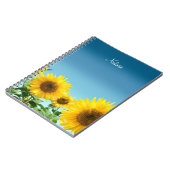 Elegante Sonnenblumen auf Sky Blue Shades Notizblock (Linke Seite)
