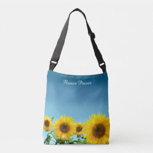 Elegante Sonnenblumen auf Sky Blue Shades Tragetaschen Mit Langen Trägern