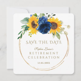 Elegante Sonnenblumen Blue Floral Gold Pension Save The Date