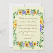 Elegante Sonnenblumen & Blue Hydrangeas Einladung (Vorderseite)
