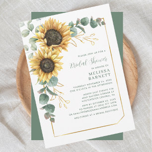Elegante Sonnenblumen-Blumen-Brautparty Einladung
