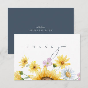 Elegante Sonnenblumen-Blumen-Hochzeit Danke