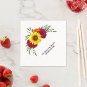 Elegante Sonnenblumen Burgund Rose Hochzeit Serviette (Beispiel)