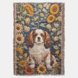 Elegante Sonnenblumen Cavalier King Charles Spanie Decke