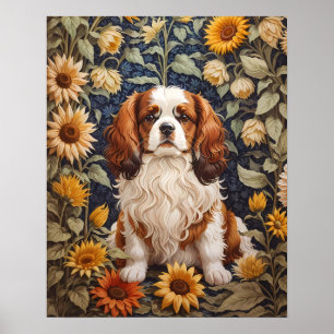 Elegante Sonnenblumen Cavalier King Charles Spanie Poster