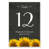 Elegante Sonnenblumen Chalkboard Hochzeit Tischnum Tischnummer (Vorderseite)