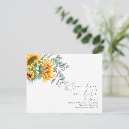 Elegante Sonnenblumen Dieselbe Liebe Neues Datum S Save The Date (Stehend Vorderseite)