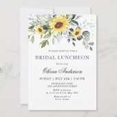 Elegante Sonnenblumen Eucalyptus BRIDAL LUNCHEON Einladung (Vorderseite)