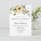 Elegante Sonnenblumen Eucalyptus BRIDAL LUNCHEON Einladung (Stehend Vorderseite)