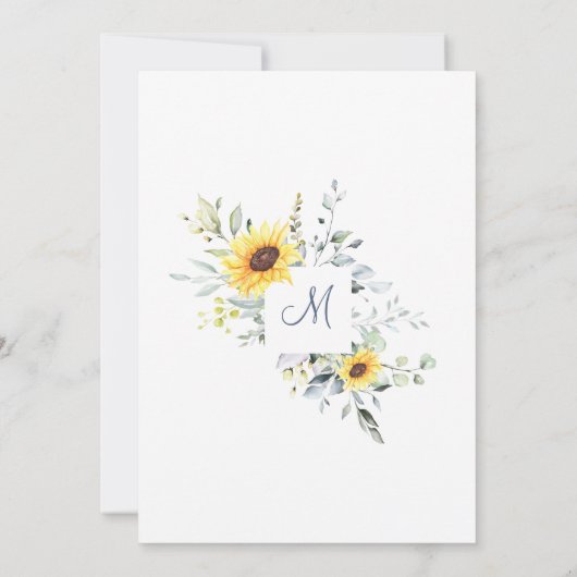 Elegante Sonnenblumen Eucalyptus BRIDAL LUNCHEON Einladung (Rückseite)