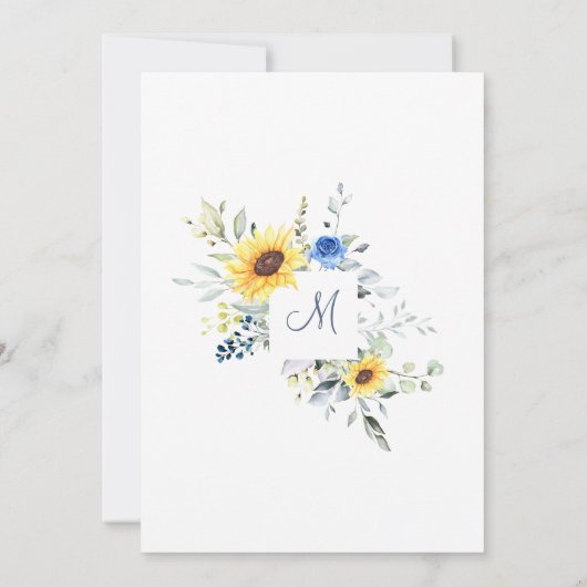 Elegante Sonnenblumen Eucalyptus BRIDAL LUNCHEON I Einladung (Rückseite)