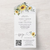 Elegante Sonnenblumen Eucalyptus Wedding QR-Code All In One Einladung (Innen Boden)