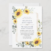 Elegante Sonnenblumen Eucalyptus Wedding QR Code Einladung (Vorderseite)