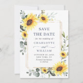 Elegante Sonnenblumen Eucalyptus Wedding QR Code Save The Date (Vorderseite)