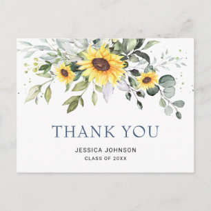 Elegante Sonnenblumen Eukalyptus Abschluss Vielen  Postkarte