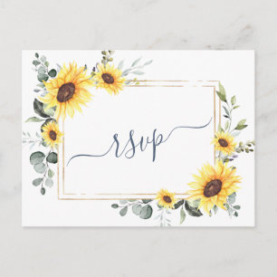Elegante Sonnenblumen Eukalyptus Blumen Hochzeit R Postkarte