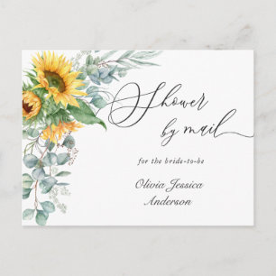 Elegante Sonnenblumen-Eukalyptus-Brautparty per Po Postkarte
