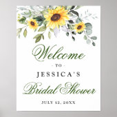 Elegante Sonnenblumen Eukalyptus Brautparty Poster (Vorne)