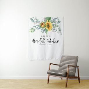 Elegante Sonnenblumen-Eukalyptus-Brautparty Wandteppich