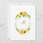 Elegante Sonnenblumen Eukalyptus Brunch & Bubbly Einladung (Rückseite)