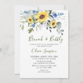 Elegante Sonnenblumen Eukalyptus Brunch & Bubbly Einladung (Vorderseite)