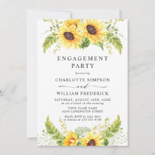 Elegante Sonnenblumen Eukalyptus ENGAGEMENT PARTY Einladung