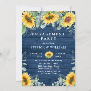 Elegante Sonnenblumen Eukalyptus ENGAGEMENT PARTY Einladung