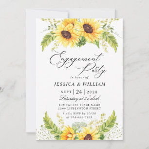 Elegante Sonnenblumen Eukalyptus ENGAGEMENT PARTY Einladung