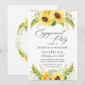 Elegante Sonnenblumen Eukalyptus ENGAGEMENT PARTY Einladung (Vorne/Hinten)
