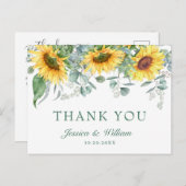 Elegante Sonnenblumen Eukalyptus Floral Vielen Dan Postkarte (Vorne/Hinten)